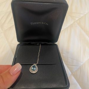 Tiffany & co aquamarine diamond necklace new